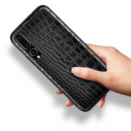 Husa pentru Huawei P30, Pro cu protectie ridicata, TPU + Crocodil Design, rezistenta la socuri, negru - Img 3