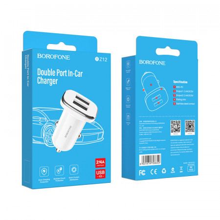 Incarcator auto Borofone BZ12 Lasting Power - 2XUSB - 2.4A, Alb, ŁAD001439 - Img 2