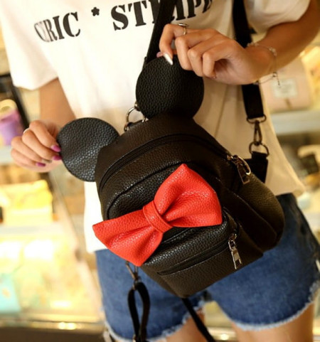 Mini Rucsac Dama Red Bow, negru, L302 - Img 5