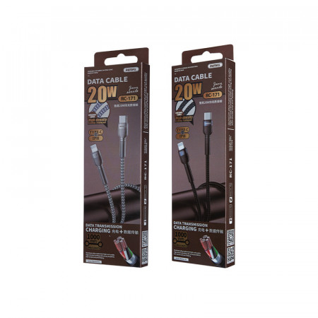 REMAX Cablu Jany RC-171 - Tip C to Lightning - PD 20W 1 metru Silver - Img 2