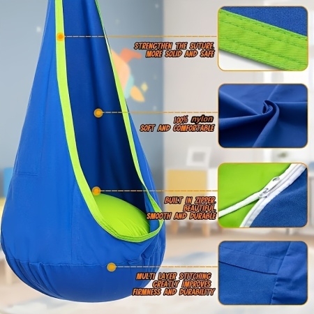 Scaun cu hamac suspendat pentru copii – cu pernă gonflabilă și design colorat, TMVR101181 - Img 5