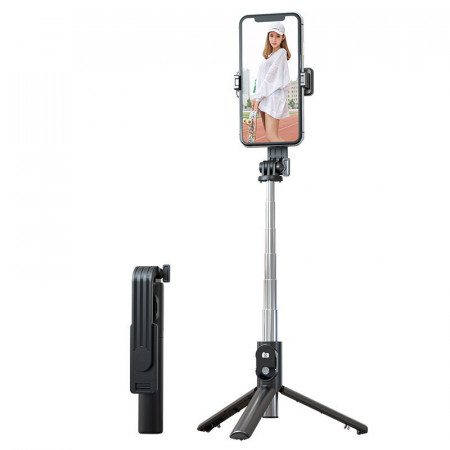 Selfie Stick MINI - with detachable Albastrutooth remote control and tripod - P20S Negru - Img 3