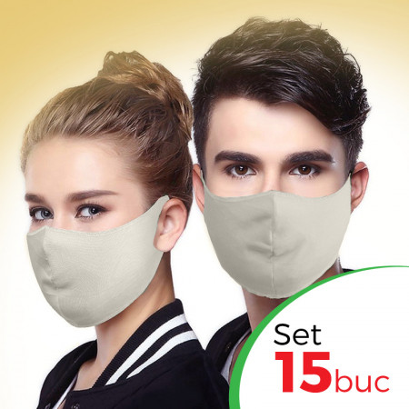 Set 15 buc Masca protectie pentru fata Fashion, Culoare Crem