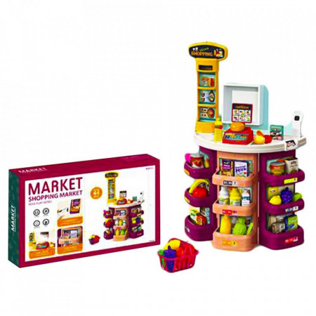 Supermarket, cu lumina si sunet + accesorii, pentru fete, 51x27x78 cm, 44 piese