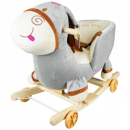 Balansoar pentru bebelusi, Magarus, lemn + plus, cu rotile, 52 cm
