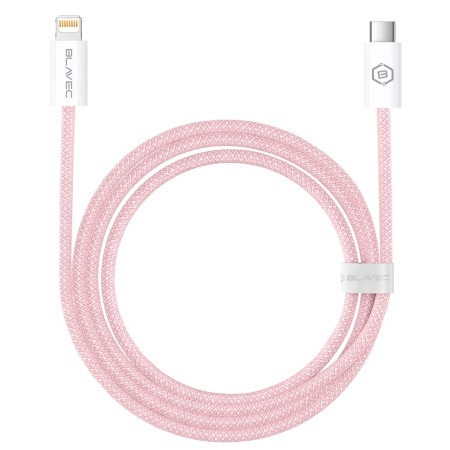 Cablu Blavec Candy Braid - Tip C la Lightning - PD 20W, 2.4A, 1 metru, Apple CarPlay (CCA-CL24P10) roz, MGKABAV1770