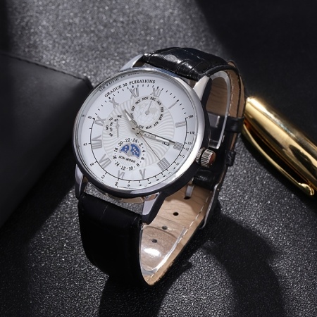 Ceas Quartz Elegant pentru barbati, curea piele ecologica, PMQH70815 - Img 7