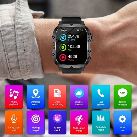 Ceas Smartwatch 4.65 cm cu ecran tactil, carcasă din aliaj, curea silicon, TMFN9220732 - Img 3