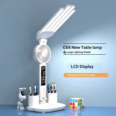 Lampă de birou Smartix LED flexibil 32-53 CM cu ceas, dată și temperatură, 2 Organizatoare, Alb, AD32532 - Img 5