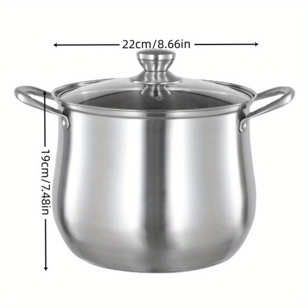 Oala inalta din otel inoxidabil, ingrosata, pentru aragaz electromagnetic și cu gaz universal, 22 cm, PMCV82942 - Img 4