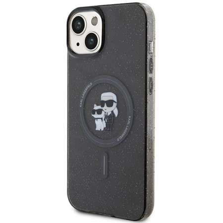 Original Pouch KARL LAGERFELD hardcase Karl&Choupette Glitter MagSafe KLHMP15SHGKCNOK for Iphone 15 black