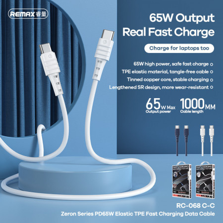 REMAX Cablu Zeron RC-068 - Tip C to Tip C - 65W 1 metru White