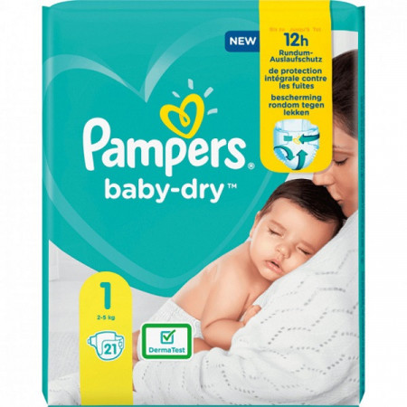 Scutece Pampers Baby-Dry, marimea 1, 2-5 Kg, 21 bucati, PM18363