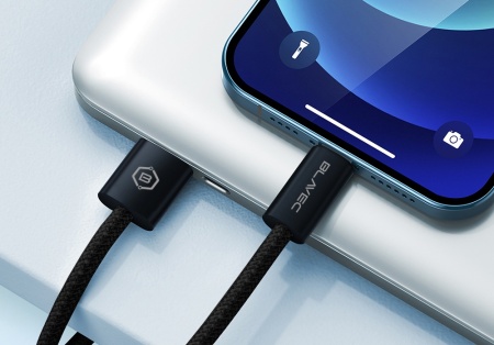 Blavec Candy Braided Cable - Type C to Type C - PD 60W, 3A, 1 Meter, Apple CarPlay/Android Auto (CCA-CC3B10) Black, MGKABAV1760 - Img 2