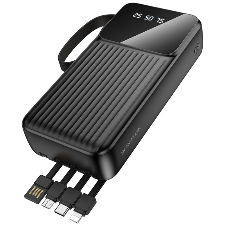 Borofone Power Bank 20000mAh BJ76A Smart - 2xUSB - with Type C, Lightning and Micro USB cables black, AKUM944 - Img 3