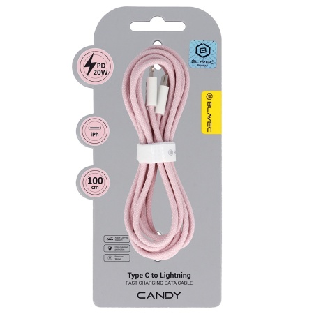 Cablu Blavec Candy Braid - Tip C la Lightning - PD 20W, 2.4A, 1 metru, Apple CarPlay (CCA-CL24P10) roz, MGKABAV1770 - Img 7