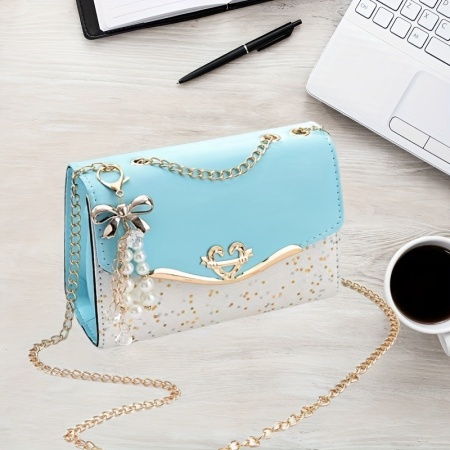 Geantă de Umăr Elegantă pentru Damă – Accesoriu Chic cu Lanț Metalic și Decor Perlat, TMWE360771 - Img 3