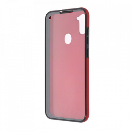 Husa Samsung Galaxy A11 - 360 Fully cu Spate din Policarbonat si Folie din Silicon - Rosu - Img 2