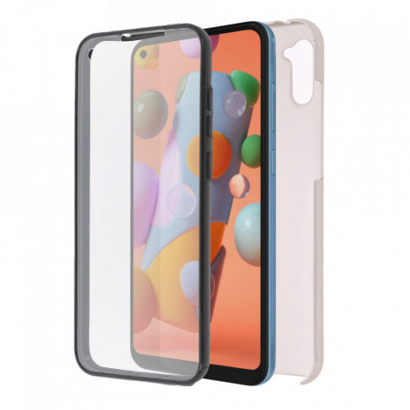 Husa Samsung Galaxy A11 - 360 Fully cu Spate din Policarbonat si Folie din Silicon - Crem - Img 4