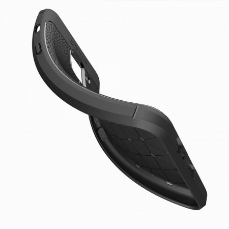 Husa Samsung Galaxy A8 PLUS Neagra din TPU cu Design de Tip Piele - Img 2