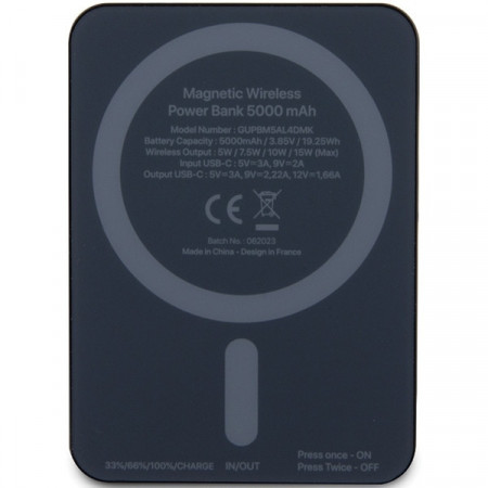 Original Power Bank - GUESS GUPBM5ALGSGK 5000mAh 15W MagSafe Metal Script Logo - Black - Img 2