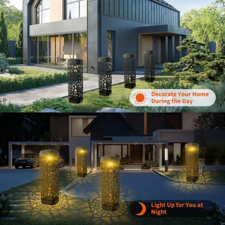 Set 4 lămpi solare LED design retro – Proiecție decorativă pentru grădină, TMHG652070 - Img 4