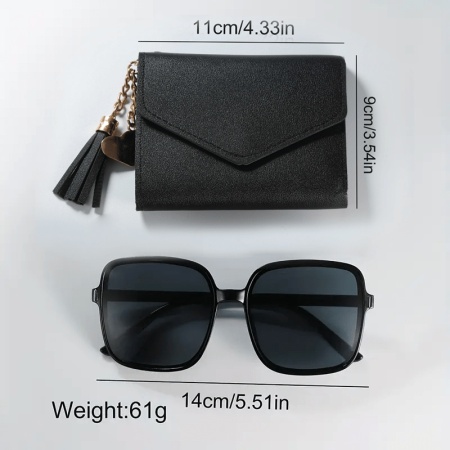 Set cadou elegant pentru femei – Ceas, ochelari de soare și portofel negru, PMFY2018433 - Img 5