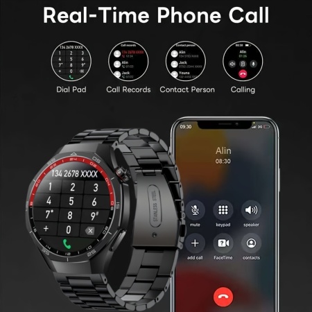Smartwatch Sport cu ecran tactil, bratara metalica + silicon, TMRU7157377 - Img 8