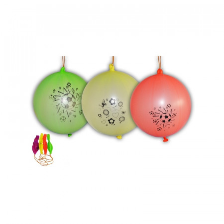 Baloane multicolore, cu elastic, 50 buc/set