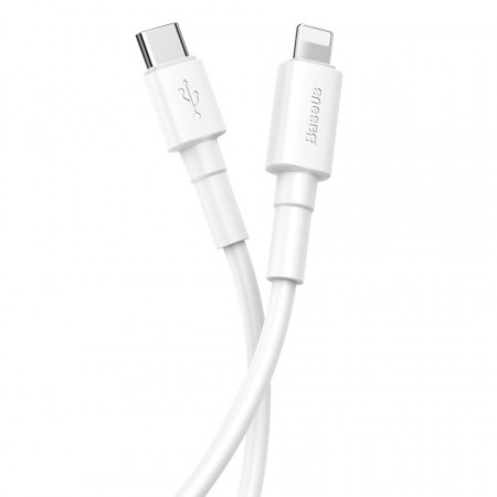 Baseus Cablu Mini Alb - Tip C to Lightning - PD 3.0 QC 3.0 18W 2,4A 1 metre (CATLSW-02) alb