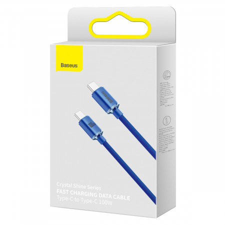 Baseus Cablu Tip C la Tip C, 1.2 metri, 100 W, albastru, KABAV1300 - Img 5
