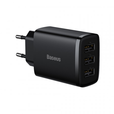 Baseus Compact Incarcator Priza - 3xUSB - 17W (CCXJ020101) Negru - Img 3