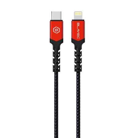 Blavec Cable Raptor braided - Type C to Lightning - PD 20W 2,4A 0,25 metres (CRA-CL24BR025) black-red, MGKABAV1663