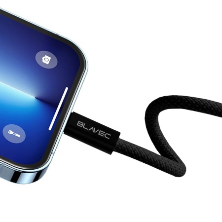 Blavec Candy Braided Cable - Type C to Type C - PD 60W, 3A, 1 Meter, Apple CarPlay/Android Auto (CCA-CC3B10) Black, MGKABAV1760 - Img 3