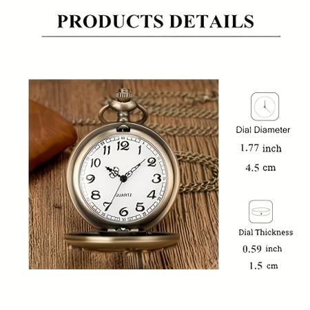 Ceas Vintage Quartz de buzunar, cu cifre arabe, TMLT733343 - Img 2