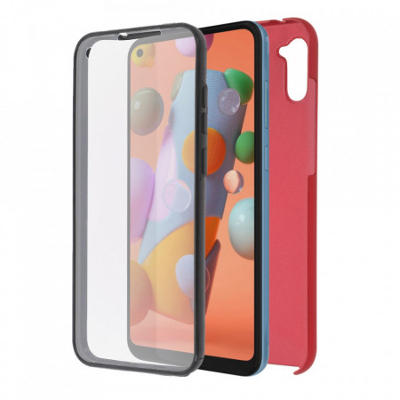 Husa Samsung Galaxy A11 - 360 Fully cu Spate din Policarbonat si Folie din Silicon - Rosu - Img 4