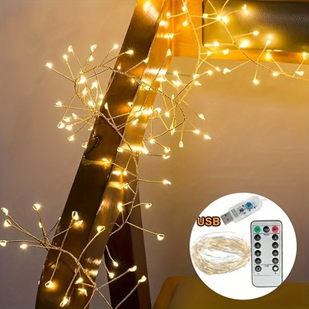 Lumini de Craciun pentru interior, 5 metri, 8 moduri luminare, cu telecomanda, Conectare USB, TMPP377451 - Img 2