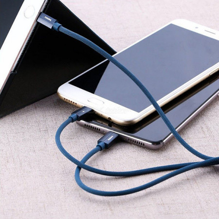 REMAX Cablu Kerolla RC-094th 3 in 1 - USB to Micro USB, Tip C, Lightning - Blue - Img 2