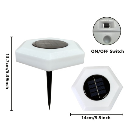 Set 4 lămpi solare LED hexagonale pentru sol – iluminat modern pentru exterior, TMKD572733 - Img 5