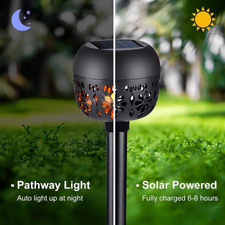 Set 4 lămpi solare LED tip torță pentru grădină – Iluminat decorativ cu efect de proiecție, TMQY381581 - Img 3