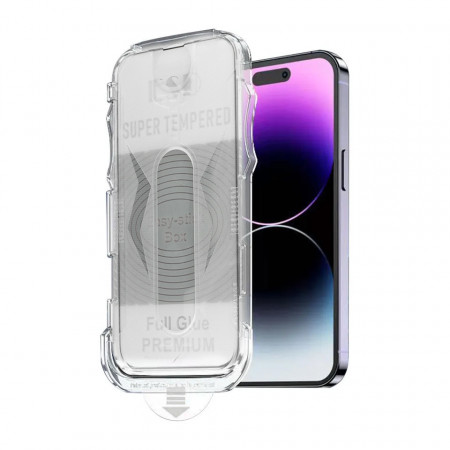 Tempered Glass Full Glue Easy-Stick Box for IPHONE 14 PRO BLACK - Img 2