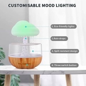 Aroma difuzor Smartix 500ml, Umidificator Modern, cu lampa LED, Nor de ploaie, Alb, AD500 - Img 2