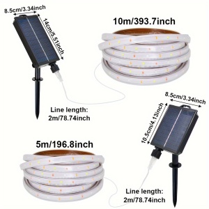 Bandă de lumină solară flexibilă pentru exterior – Iluminat decorativ cu telecomandă, TMCE336289 - Img 5