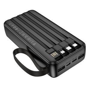 Borofone Power Bank 20000mAh BJ76A Smart - 2xUSB - with Type C, Lightning and Micro USB cables black, AKUM944 - Img 4