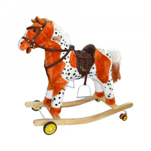 Calut balansoar, lemn + plus, cu rotile, 74 cm - Img 2