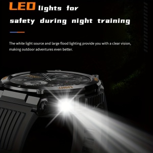 Ceas smartwatch sport, cu busolă si lanterna LED, PMHV30629-NEGRU - Img 2