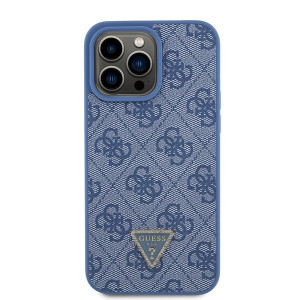 Husa Originala GUESS hardCarcasa Leather 4G Triangle Strass GUHCP15XP4TDPB pentru Iphone 15 Pro Max Albastru - Img 2