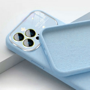 Husa Soft Silicone Lens pentru Iphone 15 Pro Max light blue