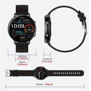 JELLOO Ceas smartwatch, cu ecran de 3.53 cm pentru femei si barbati, PMAR13930-NEGRU - Img 4
