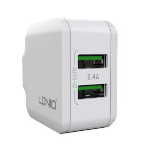 Ldnio Wall charger A2201 - 2xUSB - 2,4A + USB to Micro USB cablu alb - Img 2